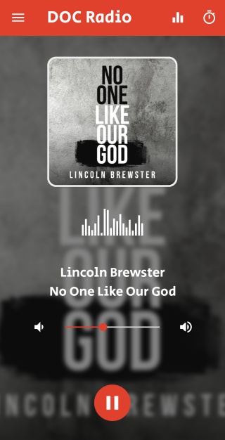 Sample screenshot from the DOC Radio Free Streaming Christian Music Android app